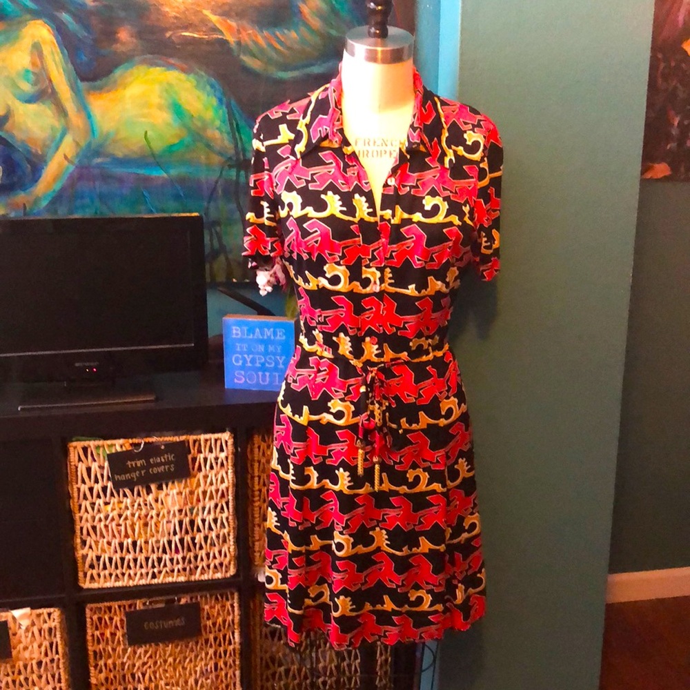 Rare Vintage Designer Enzo Vincelli psychedelic mod go go 60’s mini tunic dress